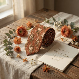 Vintage Terracotta and Wildflower Garden Botanical Tie