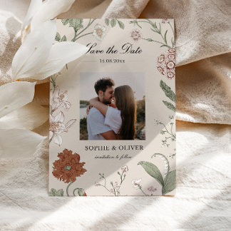 Vintage Terracotta Dusty Pink Save the Date