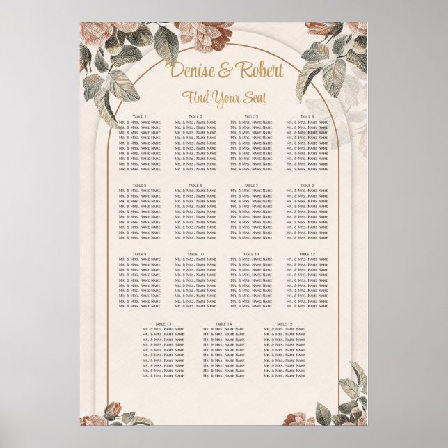 Vintage Terracotta Floral Seating Chart (Front)