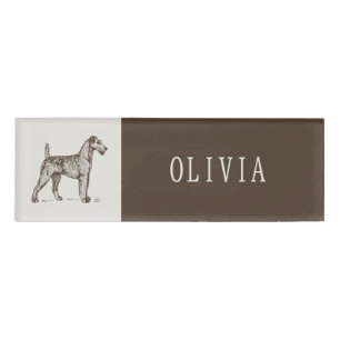 Vintage Terrier Custom Name Tag Badge Personalize