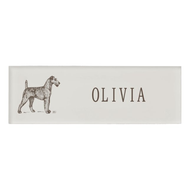  Vintage Terrier Custom Name Tag Badge Personalize (Front)