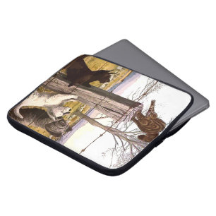 Vintage Terriers & Bobcat Laptop Computer Sleeve