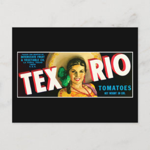 Vintage Tex Rio Tomatoes Label Postcard