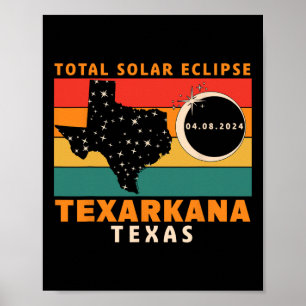 Vintage Texarkana Texas Total Solar Eclipse 2024 Poster