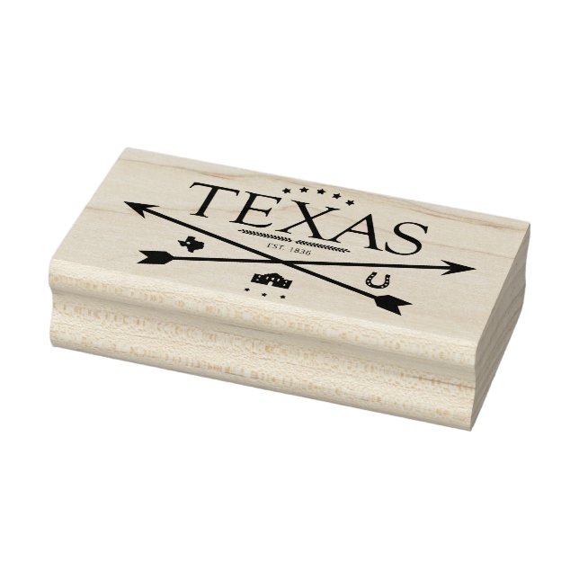 Vintage Texas Est. 1836 Arrows Rubber Art Stamp (Stamp)