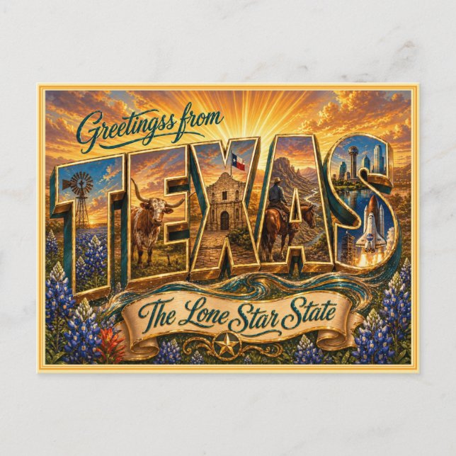 Vintage Texas Greeting From Postcard (Front)