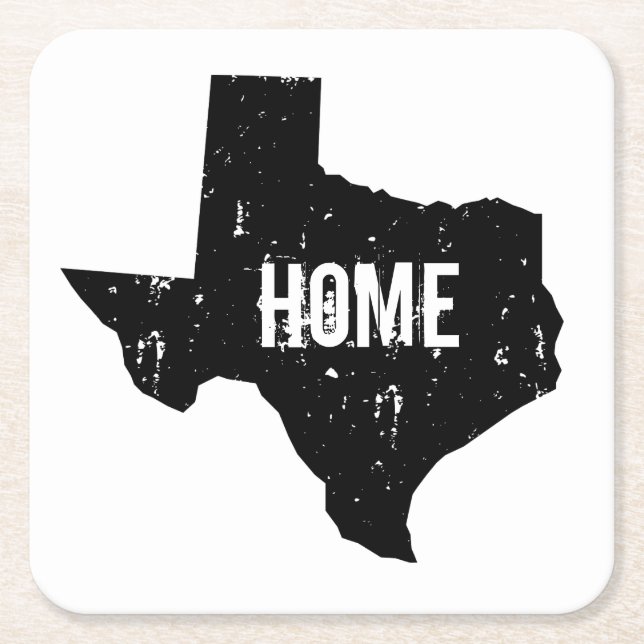 Vintage Texas state silhouette paper drink coaster (Front)