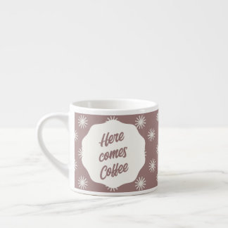 Vintage Text and Snowflakes on Brown Espresso Cup