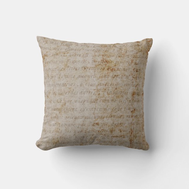 Vintage Text French Background Paper Template Throw Pillow (Front)