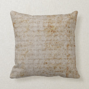 Vintage Text French Background Paper Template Throw Pillow