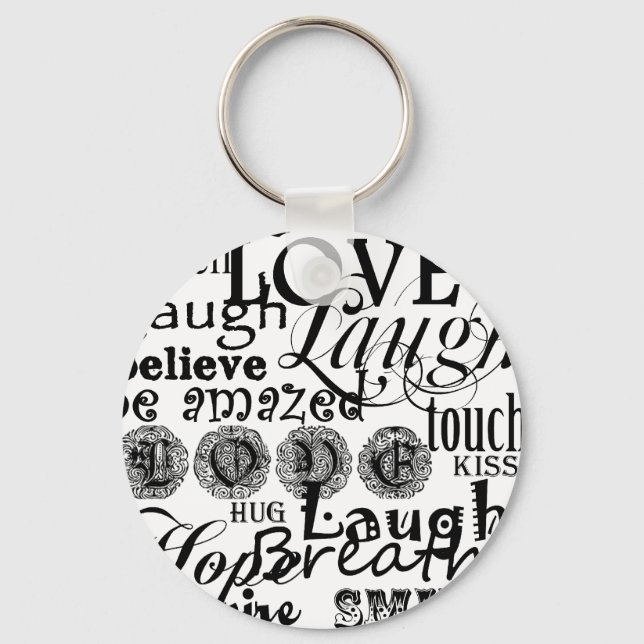 Vintage Text Life Advice Apparel and Gifts Keychain (Front)
