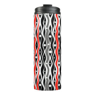 Vintage textile pattern art design black and white thermal tumbler