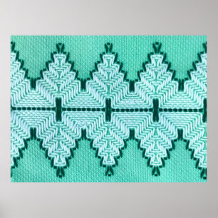 Vintage Textile Yarn Couching Technique With Graph Poster