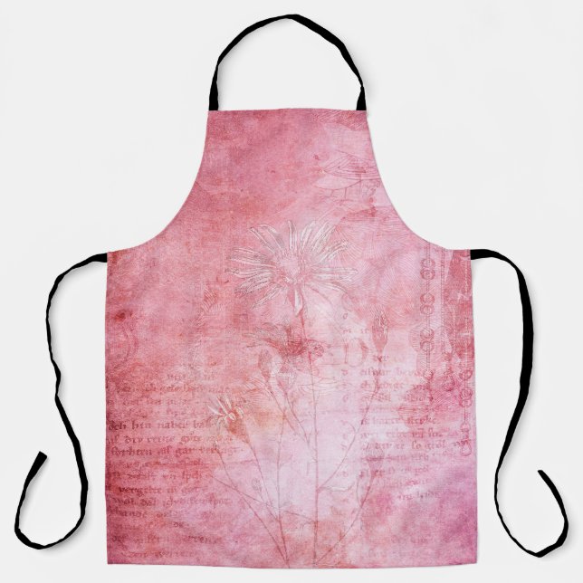 Vintage texture scrapbook pink apron (Front)