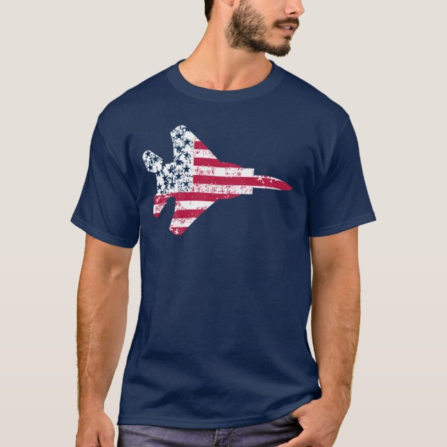 Vintage Textured American Flag Strike Eagle T-Shirt (Front)