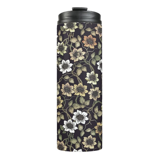 Vintage Textured Anemone Floral Background | Thermal Tumbler (Front)