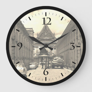 Vintage Thailand Bangkok Royal palace Postcard Dra Large Clock