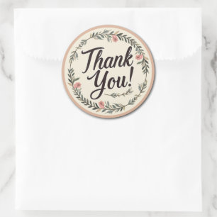 Vintage Thank You  Classic Round Sticker