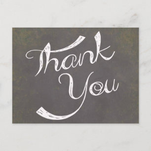 Vintage Thank You Distressed Black Chalkboard Postcard