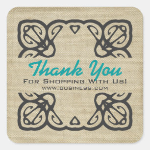 Vintage Thank You For Shopping Custom Blue Square Sticker