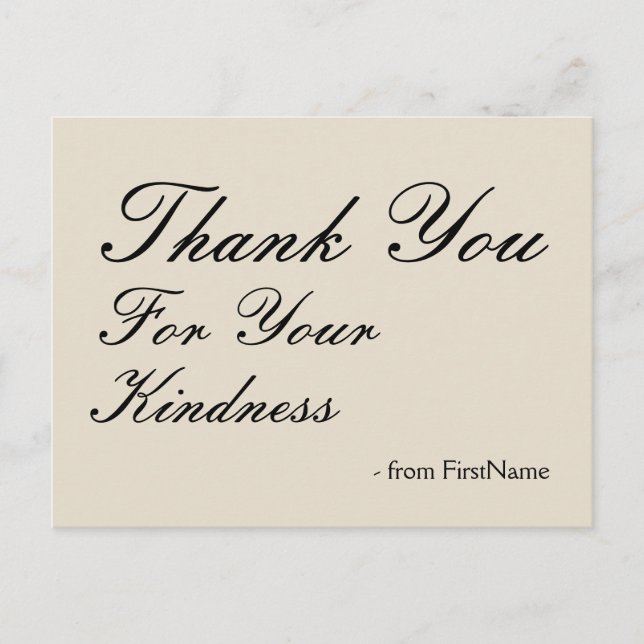 Vintage "Thank You For Your Kindness" Postcard (Front)