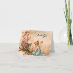 Vintage - Thank You - Two Angels in Pink & Blue,