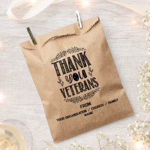 Vintage Thank You Veteran Typography Favour Bag