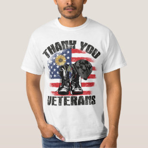 Vintage Thank You Veterans Combat Boots Flower T-Shirt