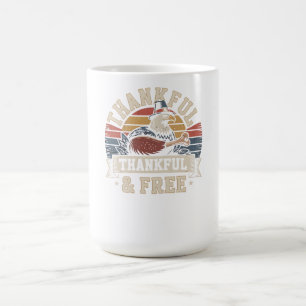 Vintage Thankful & Free Eagle Thanksgiving Coffee Mug