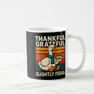Vintage Thankful Grateful Slightly Feral Funny Cut Coffee Mug