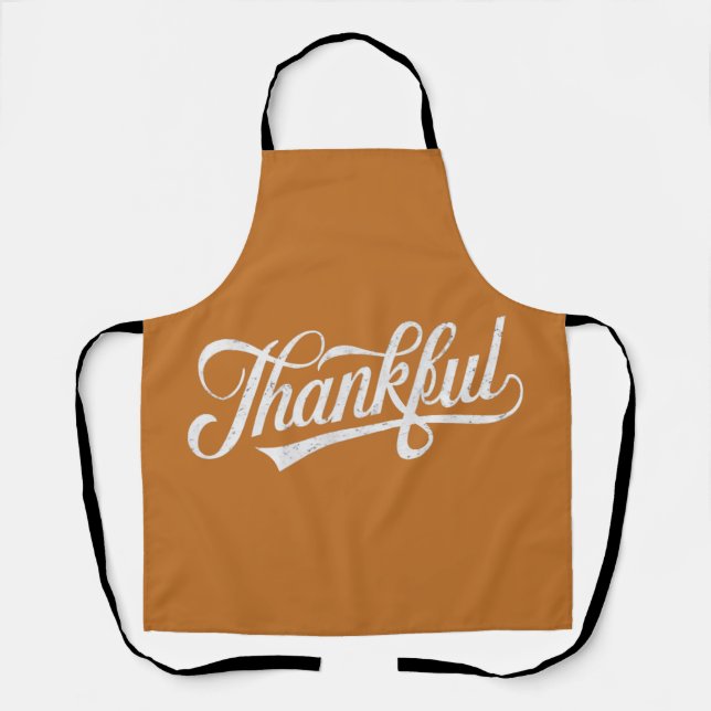 Vintage Thankful Thanksgiving Fall Gift Apron (Front)