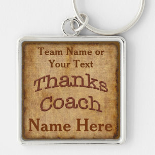 Vintage Thanks Coach Gift Ideas with Name and Team Keychain