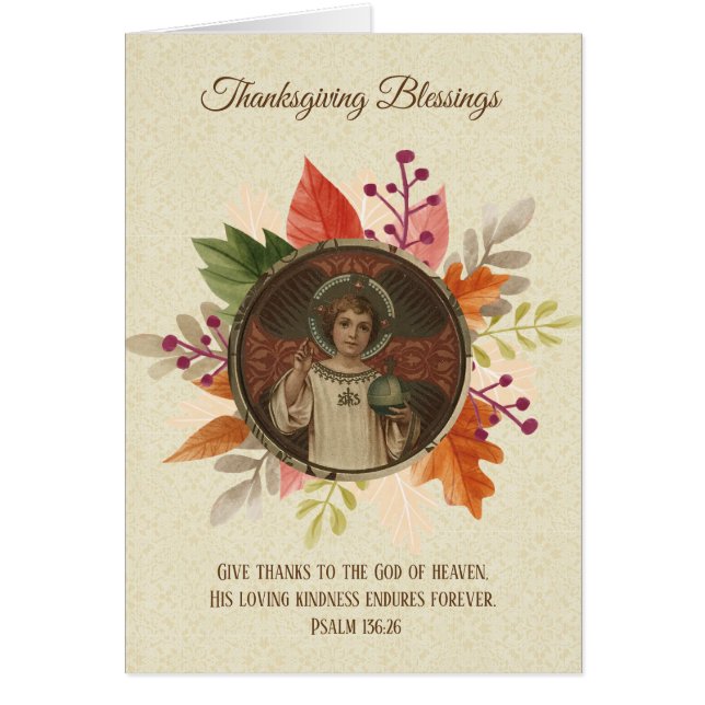 Vintage Thanksgiving Bénédiction religieuse Jésus (Devant)