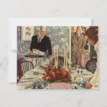 Vintage Thanksgiving Day Turkey Dinner with Family