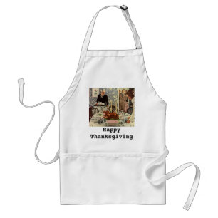 Vintage Thanksgiving Day Turkey Dinner with Family Standard Apron