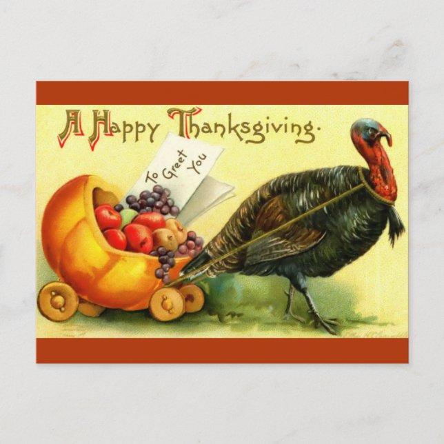 Vintage Thanksgiving Day Turkey Postcard (Front)