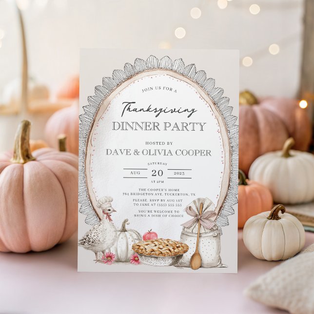 Vintage Thanksgiving Dinner Party Invitation (Creator Uploaded)