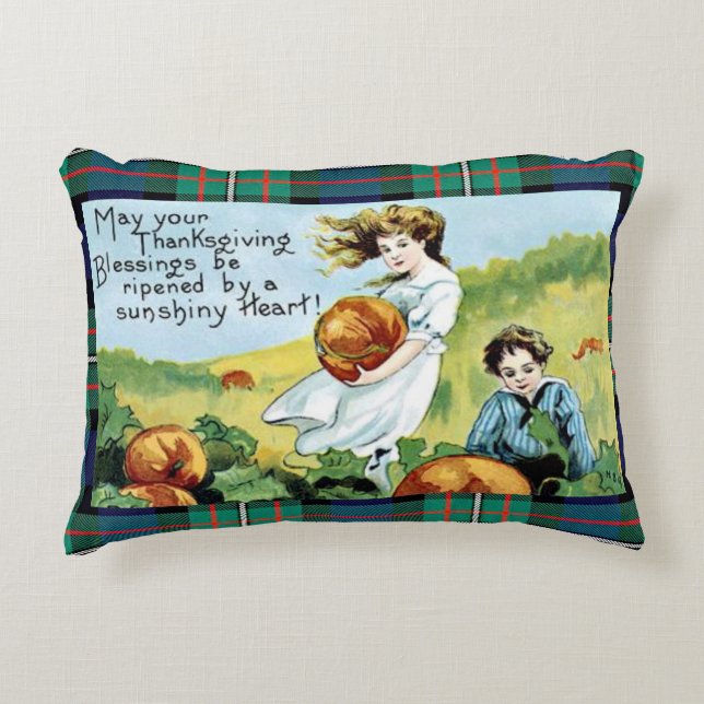Vintage Thanksgiving Ferguson Clan Tartan pillow (Front)