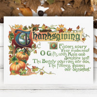 Vintage Thanksgiving Greeting with Pumpkins