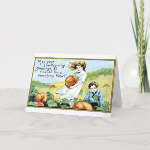 Vintage Thanksgiving Greetings Holiday Card