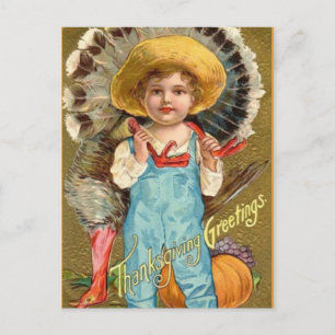 Vintage Thanksgiving Greetings Holiday Postcard