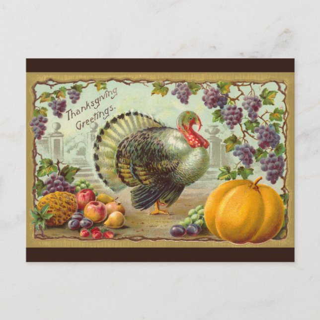 Vintage Thanksgiving Greetings Postcard (Front)
