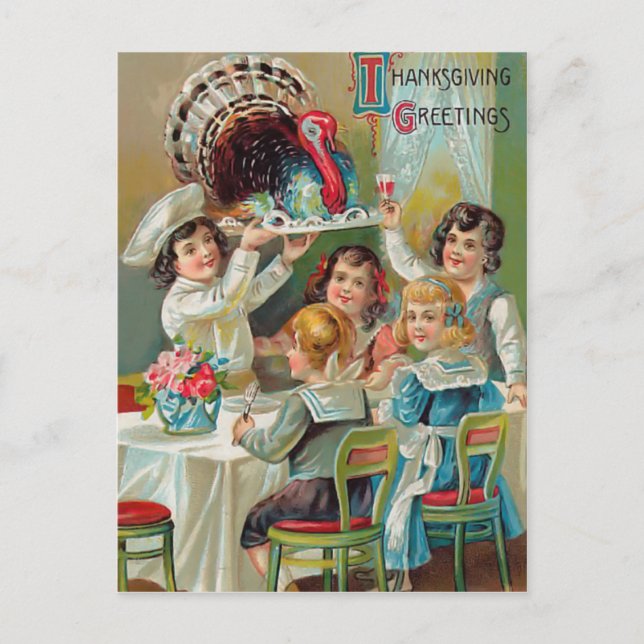 Vintage Thanksgiving Greetings Postcard (Front)