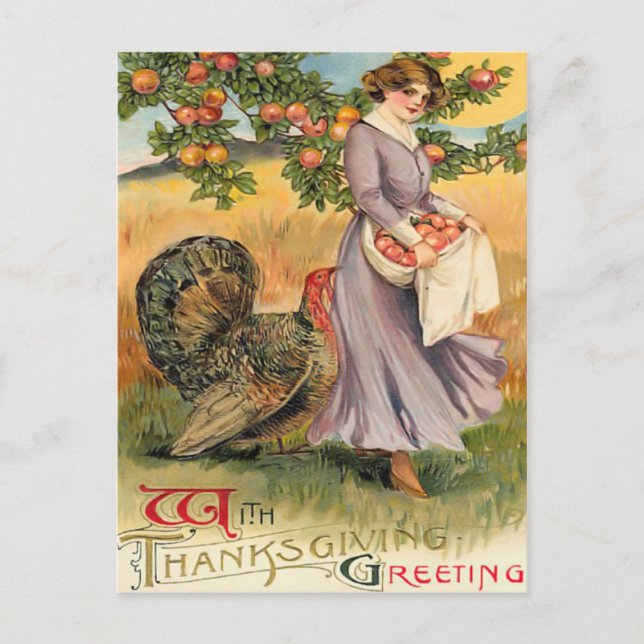 Vintage Thanksgiving Greetings Postcard (Front)