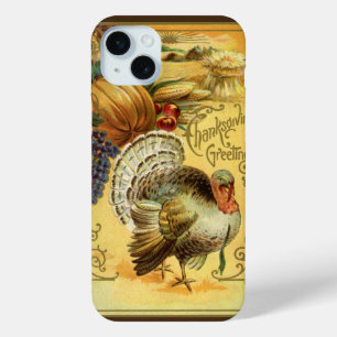 Vintage Thanksgiving Greetings with Turkey iPhone 15 Mini Case