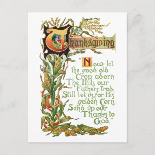 Vintage Thanksgiving Harvest Blessing Holiday Postcard