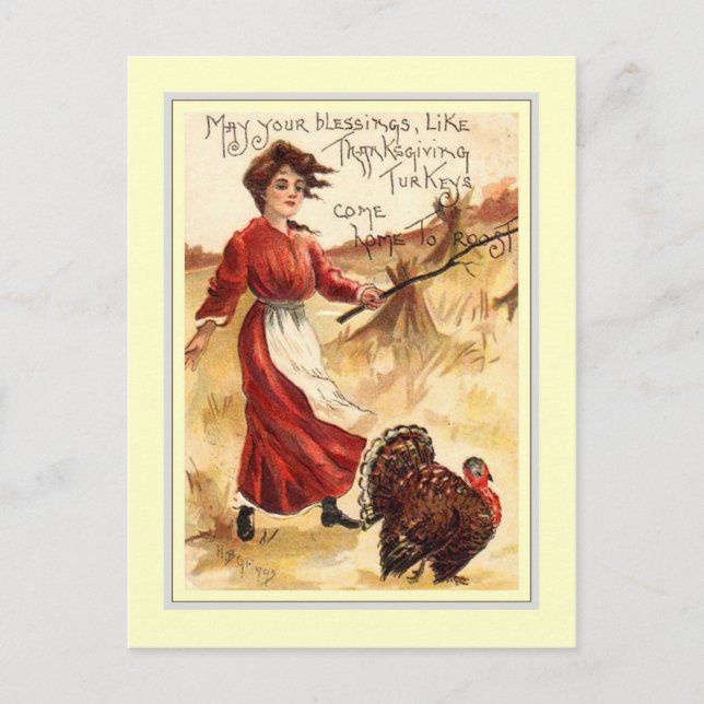 Vintage Thanksgiving Holiday Postcard (Front)