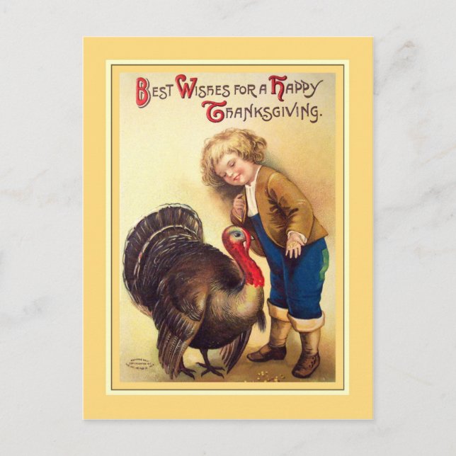 Vintage Thanksgiving Holiday Postcard (Front)