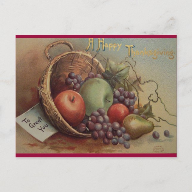 Vintage Thanksgiving Holiday Postcard (Front)