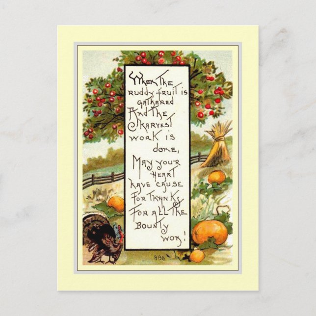 Vintage Thanksgiving Holiday Postcard (Front)